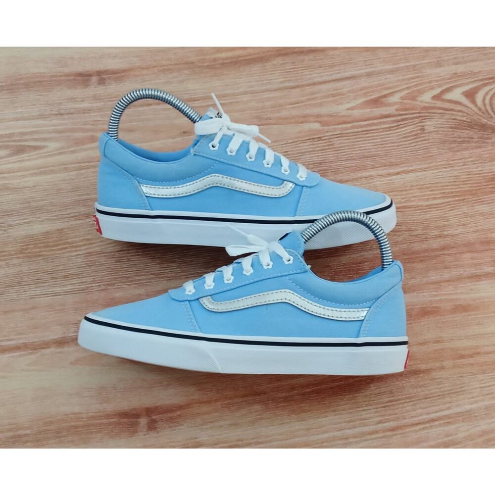 Vans Women's Shoes Ward Metallic Baby Blue/Silver Canvas Skate Size 5 - Picture 7 of 9